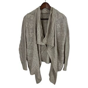 Loft Cream Wool Blend Thick Cableknit Open Drape Cardigan Sweater Women's XS